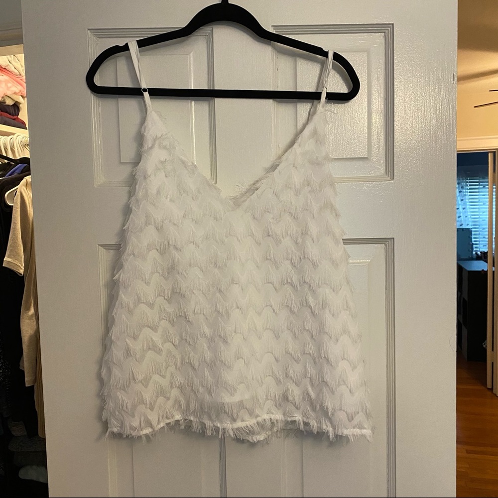 Cupshe: White Feathered Tank